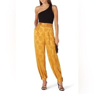 Ronny Kobo Kristine Golden Silk Tapered leg jacquard harem style pants size XS